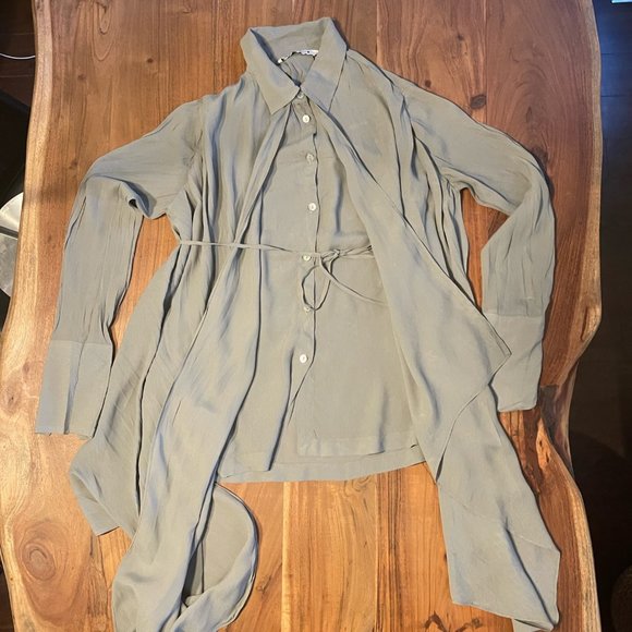 Zara Caledon Green Flowed Panel Button Down Shirt Blouse. Size Small - Picture 1 of 12